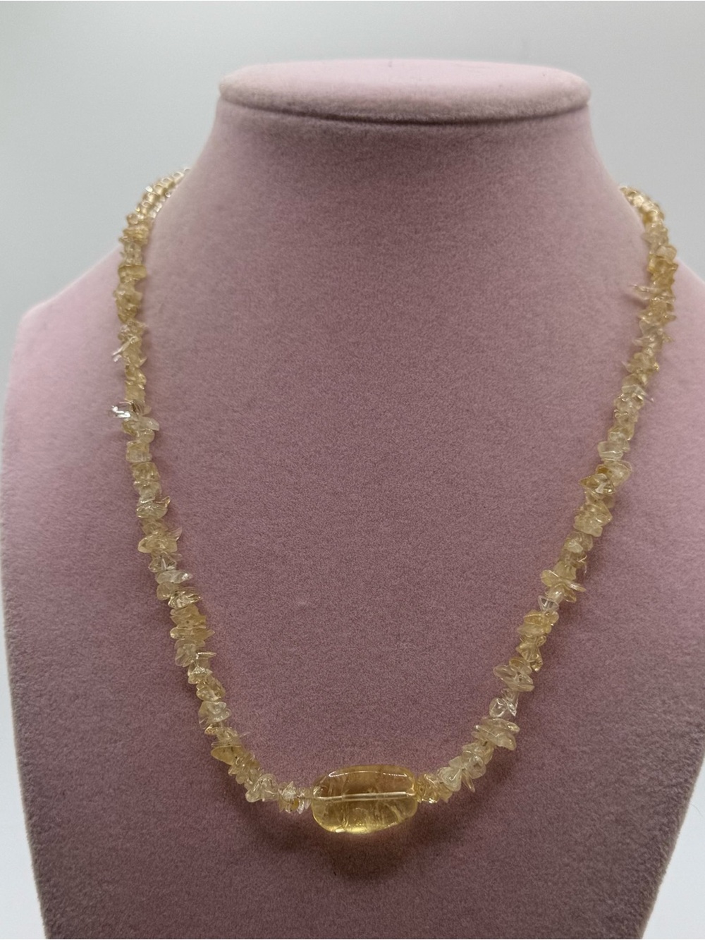 Yellow Citrine Chip Necklace with Center Bead